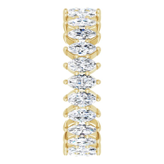 14K Gold Marquise Natural Diamond Shared-Prong Eternity Band – 4x2 mm Stones - Yellow Gold - view 4