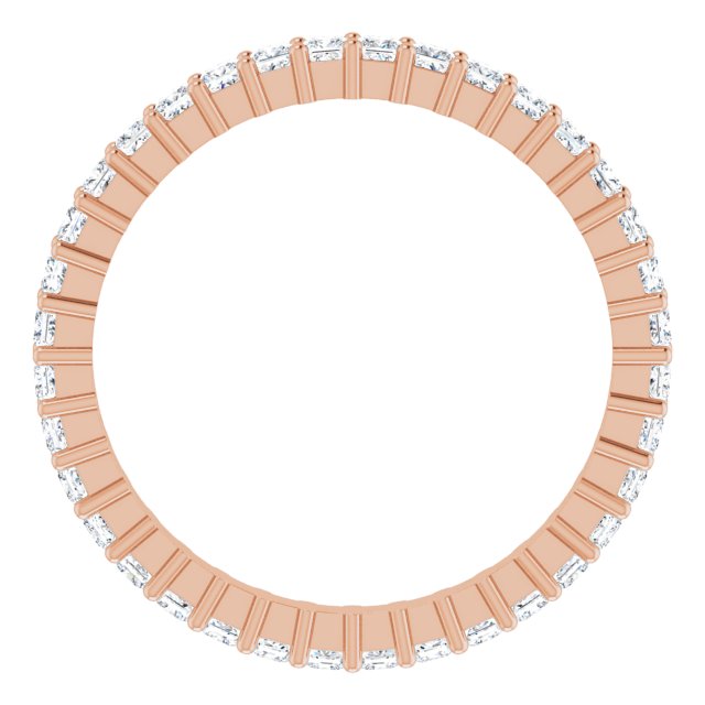 10K Gold Square Natural Diamond Shared-Prong Eternity Band – 1.75x1.75 mm Stones - Rose Gold - view 2