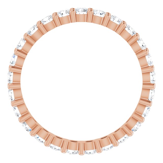 10K Gold Round Natural Diamond Shared-Prong Eternity Band – 2.5 mm Stones - Rose Gold - view 2