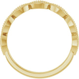 14K Gold Round Natural Diamond Milgrain Infinity-Inspired Anniversary Band – 1/8 CTW - Yellow Gold - view 2