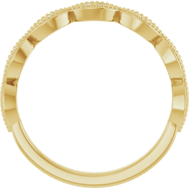 14K Gold Round Natural Diamond Milgrain Infinity-Inspired Anniversary Band – 1/8 CTW - Yellow Gold - view 2