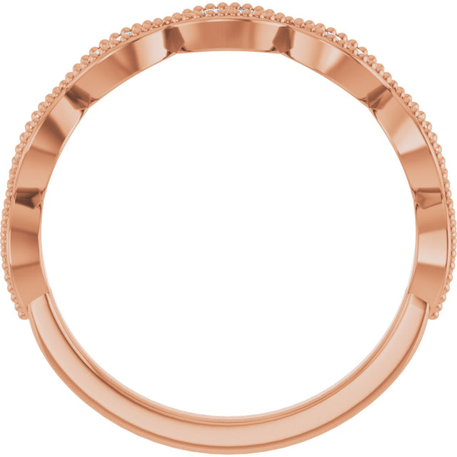 14K Gold Round Natural Diamond Milgrain Infinity-Inspired Anniversary Band – 1/8 CTW - Rose Gold - view 2