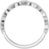 Platinum Round Natural Diamond Milgrain Infinity-Inspired Anniversary Band – 1/8 CTW - view 2