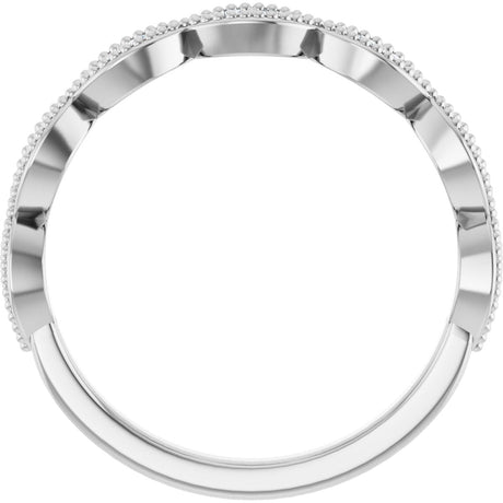 Platinum Round Natural Diamond Milgrain Infinity-Inspired Anniversary Band – 1/8 CTW - view 2