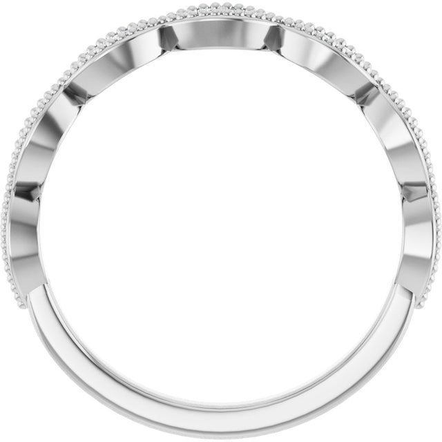 Platinum Round Natural Diamond Milgrain Infinity-Inspired Anniversary Band – 1/8 CTW - view 2