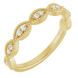14K Gold Round Natural Diamond Milgrain Infinity-Inspired Anniversary Band – 1/8 CTW - Yellow Gold