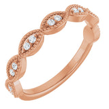 14K Gold Round Natural Diamond Milgrain Infinity-Inspired Anniversary Band – 1/8 CTW - Rose Gold