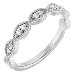 Platinum Round Natural Diamond Milgrain Infinity-Inspired Anniversary Band – 1/8 CTW