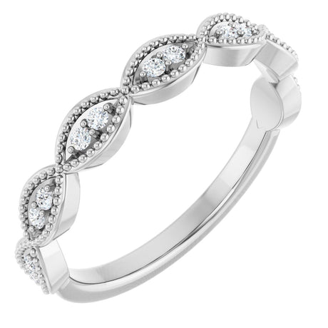 Platinum Round Natural Diamond Milgrain Infinity-Inspired Anniversary Band – 1/8 CTW