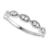 Platinum Round Natural Diamond Milgrain Infinity-Inspired Anniversary Band – 1/8 CTW - view 5