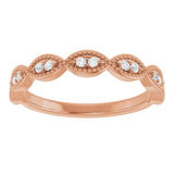 14K Gold Round Natural Diamond Milgrain Infinity-Inspired Anniversary Band – 1/8 CTW - Rose Gold - view 3