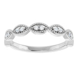 Platinum Round Natural Diamond Milgrain Infinity-Inspired Anniversary Band – 1/8 CTW - view 3