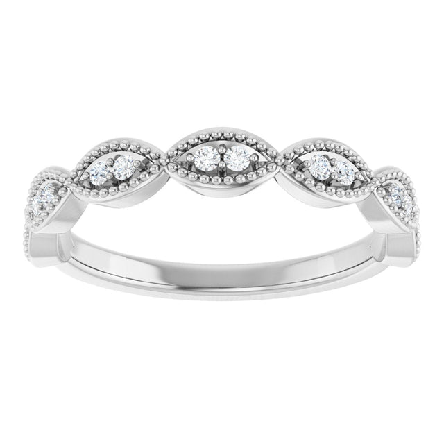 Platinum Round Natural Diamond Milgrain Infinity-Inspired Anniversary Band – 1/8 CTW - view 3