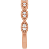 14K Gold Round Natural Diamond Milgrain Infinity-Inspired Anniversary Band – 1/8 CTW - Rose Gold - view 4