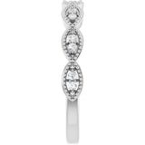 14K Gold Round Natural Diamond Milgrain Infinity-Inspired Anniversary Band – 1/8 CTW - White Gold - view 4