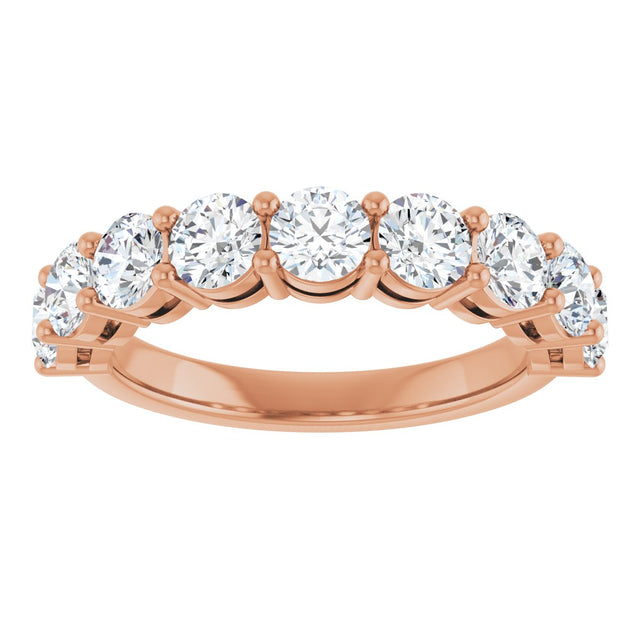 14K Gold Round Lab-Grown Diamond Shared-Prong Anniversary Band – 1–2 1/6 CTW - Rose Gold - view 3