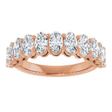 14K Gold Oval Lab-Grown Diamond Shared-Prong Anniversary Band – 5x3 mm Stones - Rose Gold - view 3