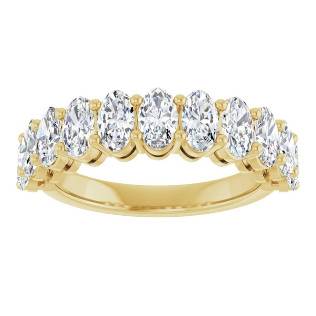 14K Gold Oval Natural Diamond Shared-Prong Anniversary Band – 2 3/4–3 CTW - Yellow Gold - view 3