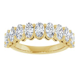 14K Gold Oval Lab-Grown Diamond Shared-Prong Anniversary Band – 5x3 mm Stones - Yellow Gold - view 3