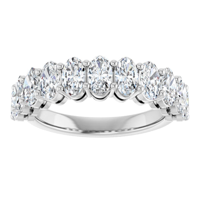 Platinum Oval Lab-Grown Diamond Shared-Prong Anniversary Band – 5x3 mm Stones - view 3