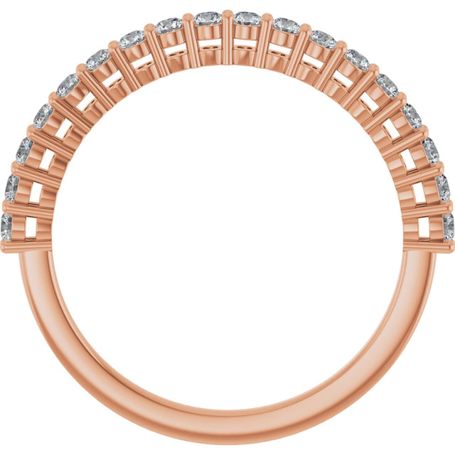 14K Gold Round Natural Diamond Shared-Prong Anniversary Band – 1/3–3/4 CTW - Rose Gold - view 2