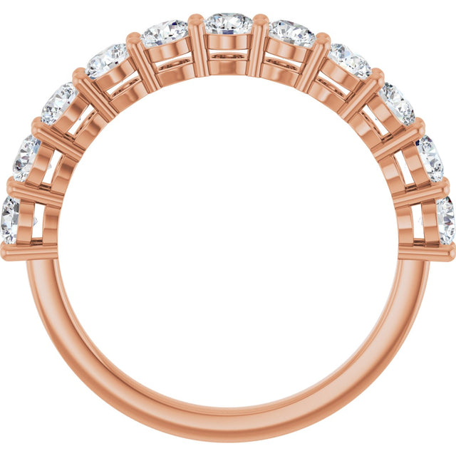 14K Gold Round Lab-Grown Diamond Shared-Prong Anniversary Band – 1–2 1/6 CTW - Rose Gold - view 2