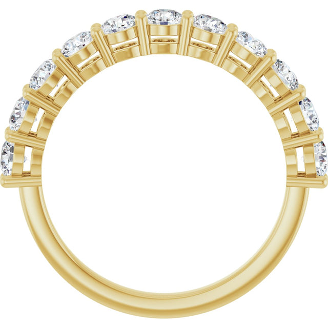 14K Gold Round Lab-Grown Diamond Shared-Prong Anniversary Band – 1–2 1/6 CTW - Yellow Gold - view 2