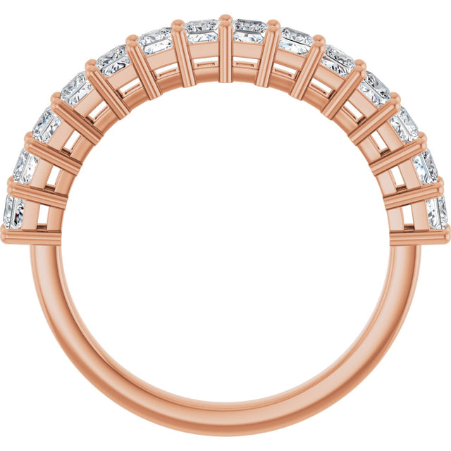 14K Gold Square Lab-Grown Diamond Shared-Prong Anniversary Band – 3/4–2 1/4 CTW - Rose Gold - view 2