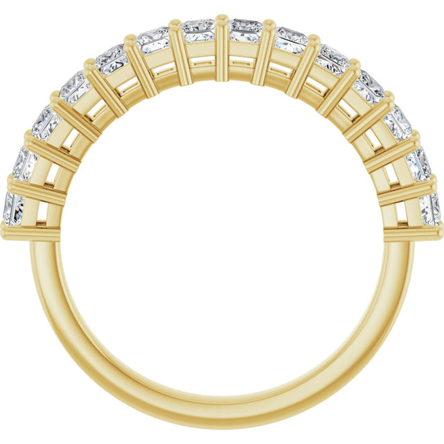 14K Gold Square Lab-Grown Diamond Shared-Prong Anniversary Band – 3/4–2 1/4 CTW - Yellow Gold - view 2
