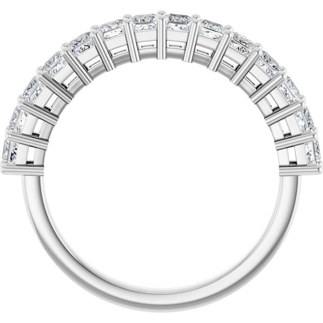 14K Gold Square Lab-Grown Diamond Shared-Prong Anniversary Band – 3/4–2 1/4 CTW - White Gold - view 2