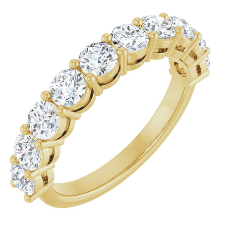 14K Gold Round Lab-Grown Diamond Shared-Prong Anniversary Band – 1–2 1/6 CTW - Yellow Gold
