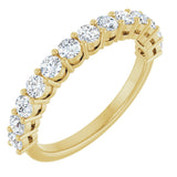 14K Gold Round Lab-Grown Diamond Shared-Prong Anniversary Band – 1/3–1/2 CTW - Yellow Gold