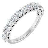 14K Gold Round Lab-Grown Diamond Shared-Prong Anniversary Band – 1/3–1/2 CTW - White Gold