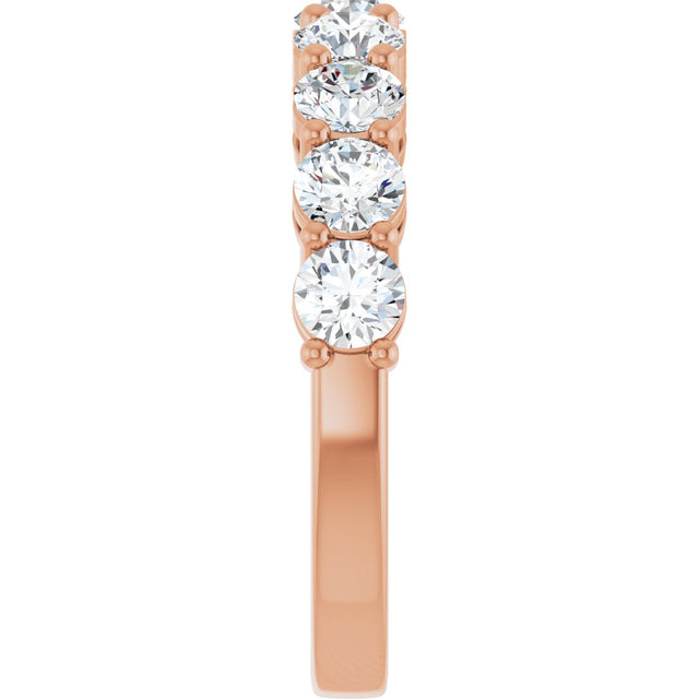 14K Gold Round Lab-Grown Diamond Shared-Prong Anniversary Band – 1–2 1/6 CTW - Rose Gold - view 4