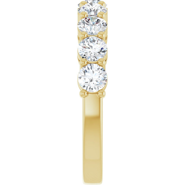 14K Gold Round Lab-Grown Diamond Shared-Prong Anniversary Band – 1–2 1/6 CTW - Yellow Gold - view 4