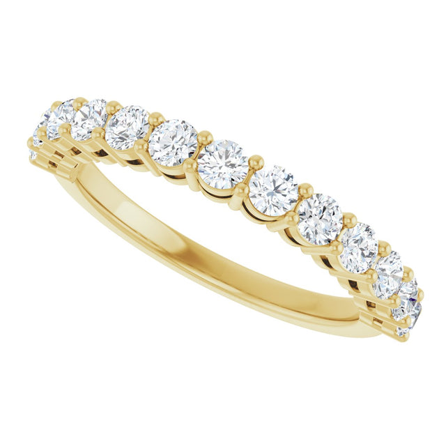 14K Gold Round Natural Diamond Shared-Prong Anniversary Band – 1/3–3/4 CTW - Yellow Gold - view 5