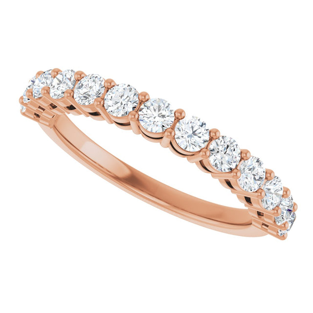 14K Gold Round Natural Diamond Shared-Prong Anniversary Band – 1/3–3/4 CTW - Rose Gold - view 5