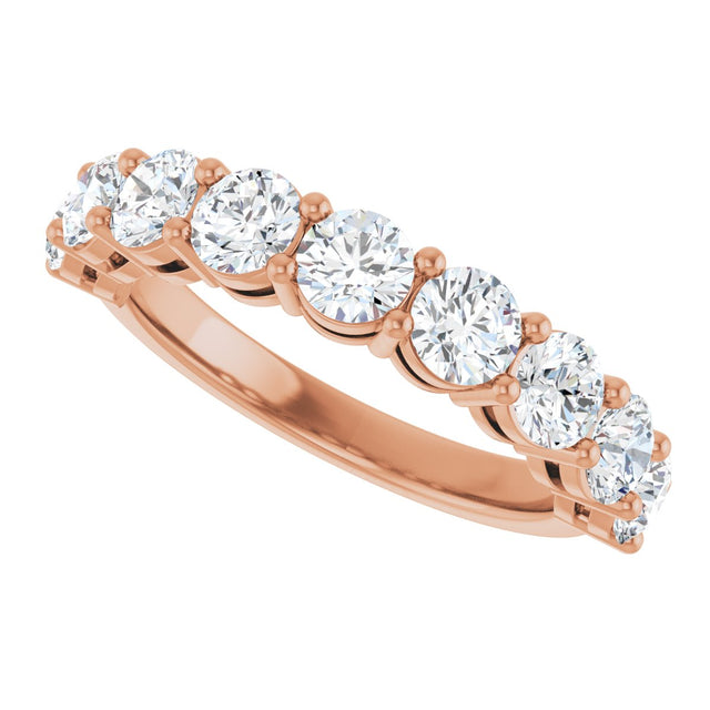 14K Gold Round Lab-Grown Diamond Shared-Prong Anniversary Band – 1–2 1/6 CTW - Rose Gold - view 5