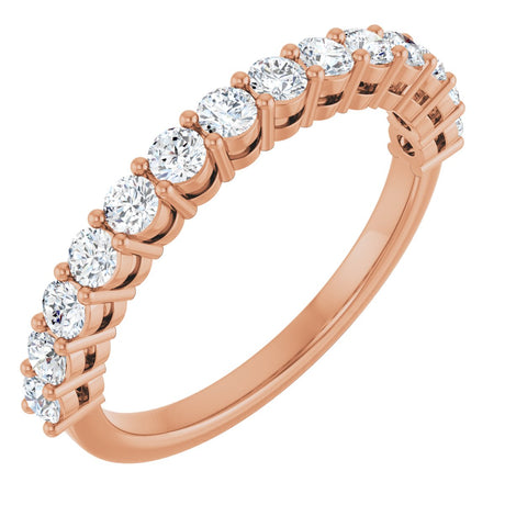 14K Gold Round Lab-Grown Diamond Shared-Prong Anniversary Band – 1/3–1/2 CTW - Rose Gold
