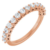 14K Gold Round Natural Diamond Shared-Prong Anniversary Band – 1/3–3/4 CTW - Rose Gold