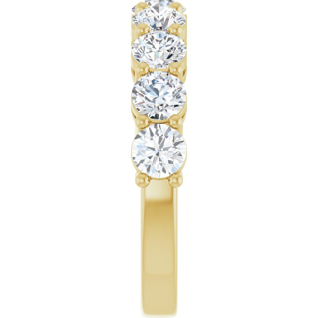 14K Gold Round Lab-Grown Diamond Shared-Prong Anniversary Band – 1–2 1/6 CTW - Yellow Gold - view 4