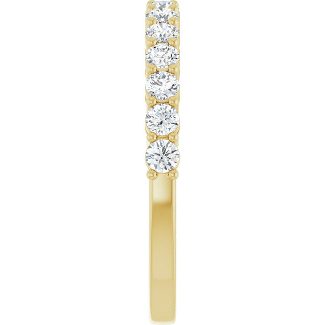 14K Gold Round Natural Diamond Shared-Prong Anniversary Band – 1/3–3/4 CTW - Yellow Gold - view 4