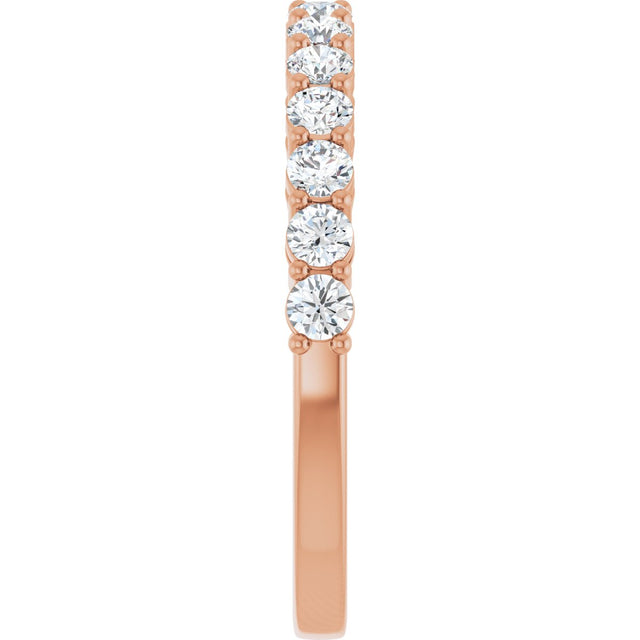 14K Gold Round Lab-Grown Diamond Shared-Prong Anniversary Band – 1/3–1/2 CTW - Rose Gold - view 4