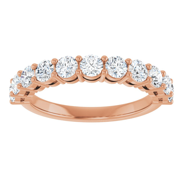 14K Gold Round Lab-Grown Diamond Shared-Prong Anniversary Band – 1–2 1/6 CTW - Rose Gold - view 3