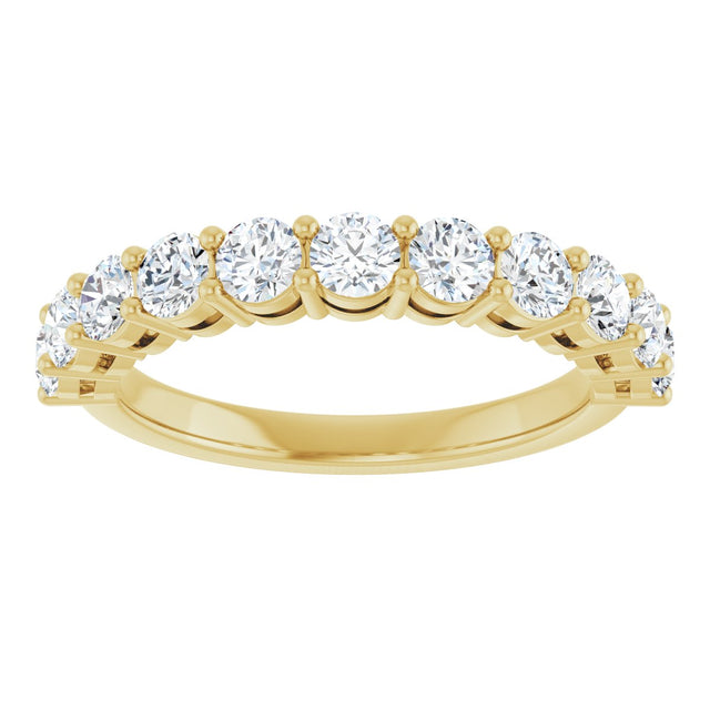 14K Gold Round Lab-Grown Diamond Shared-Prong Anniversary Band – 1–2 1/6 CTW - Yellow Gold - view 3