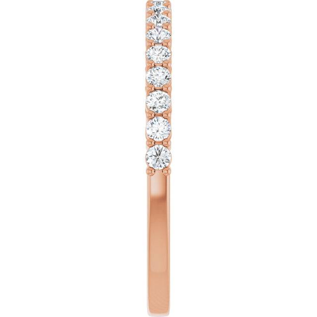14K Gold Round Lab-Grown Diamond Shared-Prong Anniversary Band – 1/3–1/2 CTW - Rose Gold - view 4