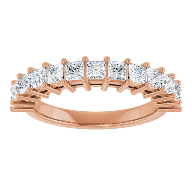 14K Gold Square Lab-Grown Diamond Shared-Prong Anniversary Band – 3/4–2 1/4 CTW - Rose Gold - view 3