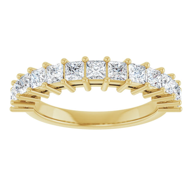 14K Gold Square Lab-Grown Diamond Shared-Prong Anniversary Band – 3/4–2 1/4 CTW - Yellow Gold - view 3