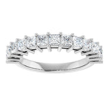 14K Gold Square Lab-Grown Diamond Shared-Prong Anniversary Band – 3/4–2 1/4 CTW - White Gold - view 3