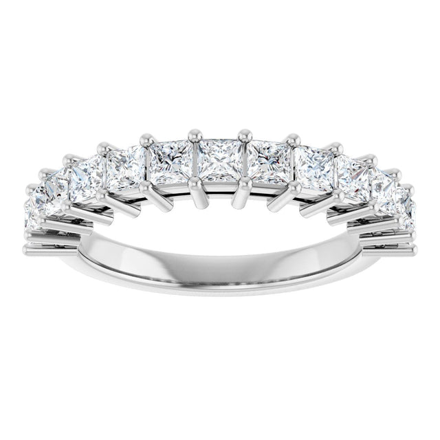 14K Gold Square Lab-Grown Diamond Shared-Prong Anniversary Band – 3/4–2 1/4 CTW - White Gold - view 3